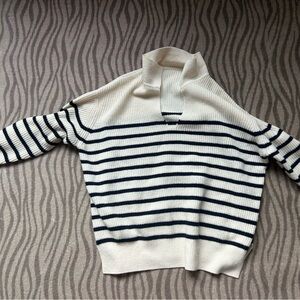 Striped Navy and White Women's Sweater